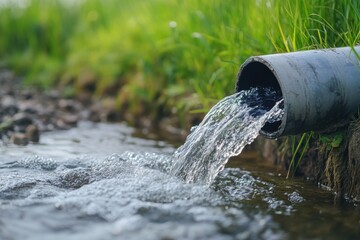 Fresh water flows through pipe system into field, showcasing efficient resource use and sustainable agriculture practices