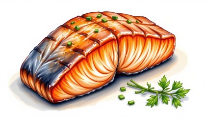 Grilled salmon fillet preparation kitchen food photography culinary environment top-down view gourmet concept