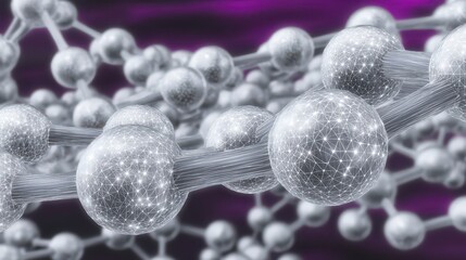 Abstract Network  Silver   Purple Molecular Structure  Science  Technology  Connection