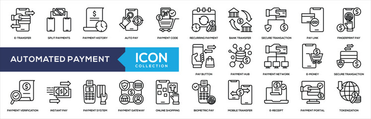 Automated Payment Line Icon Collection