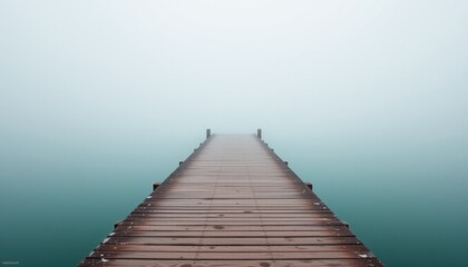 Fototapeta premium Misty dock reflection serene lake photography tranquil environment aerial view nature's beauty