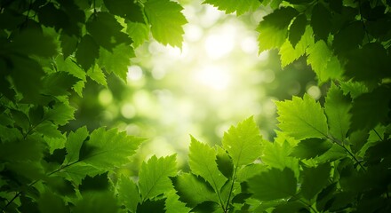 Fototapeta premium Green Leaves with Sunlight