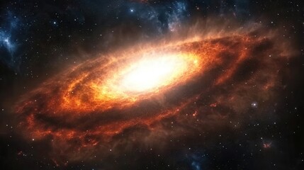 Fiery Cosmic Nebula Glowing Stars Spiral Galaxy