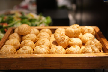 round choux pastries fluffy golden brown baked choux pastry on baking tray