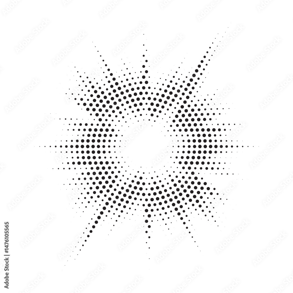 Aufkleber burst halftone light effect. glowing light burst. abstract grunge halftone dots background. vector i