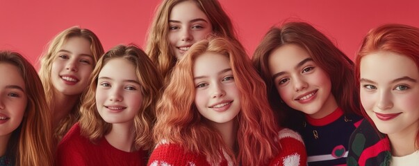 Group of happy young girls