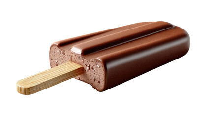 Chocolate Ice Cream Bar: A delectable chocolate ice cream bar, with a smooth chocolate coating and creamy filling, sits on a stick, ready to be enjoyed on a hot summer's day.