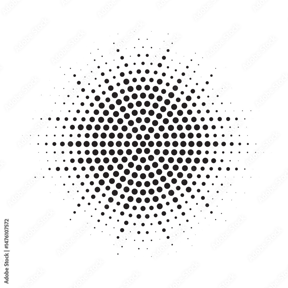 Aufkleber Burst Halftone light effect. Glowing light burst. abstract grunge halftone dots background. Vector illustration.