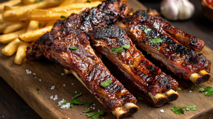 Baked ribs and fries