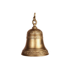 Ornate Golden Bell with Intricate Floral Design, Isolated on Black Background