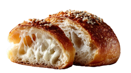 Artisan Bread Delight: Savor the rustic charm of freshly baked artisan bread, its golden crust adorned with seeds, revealing a soft, airy interior. A culinary masterpiece.