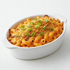 Korean Gochujang Mac and Cheese with Panko Crust and Scallions 