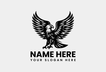 Stylized Eagle with Stars Vector Logo Graphic. Powerful Patriotic Design