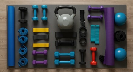 Workout Equipment on Gray Mat
