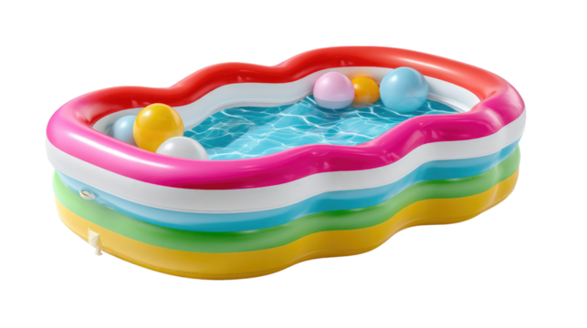 Colorful pool filled with colorful balls: a vibrant and refreshing image of a playful inflatable pool filled with colorful balls.