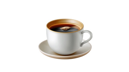 Warm Embrace: A serene close-up captures a pristine cup of rich, dark coffee, radiating warmth and aromatic bliss. A perfect start to any day.