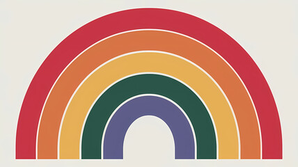 Minimalist Rainbow Illustration with 7 Distinct Color Bands and No Smooth Transitions