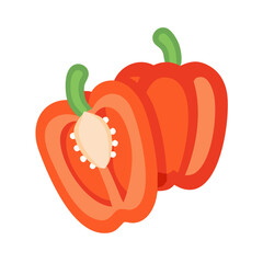 Vibrant red pepper flat design, healthy food illustration icon