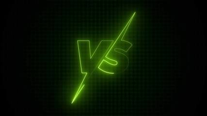 glowing VS versus bars neon animated versus vs bars neon multiplayer co op team with smoky black background ,Animation of glowing neon versus text .neon lines and black background.4k animation.