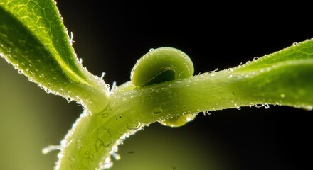 Fototapeta premium Sprout Growing Green Plant Leaves and Stem