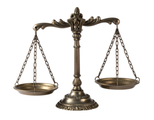 Ornate Metallic Scales of Justice on Transparent Background