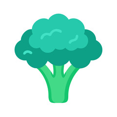 Flat vector illustration of a broccoli on black background