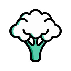 Minimalistic illustration of broccoli against black background for stock