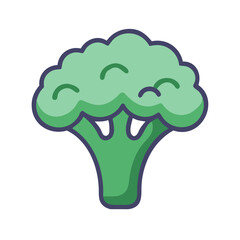 Isolated stylized broccoli floret icon on a black background