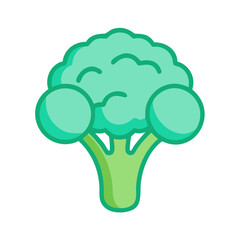 Isolated broccoli icon with outline in flat style