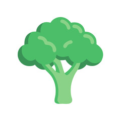 Stylized broccoli icon against black background for food concepts