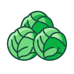Stylized icon illustration of fresh green brussels sprouts