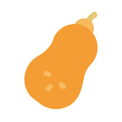Simple graphic illustration of butternut squash on black background