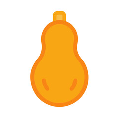 Simple flat illustration of orange butternut squash on black background