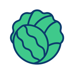 Vibrant Green Cabbage Illustration on Black Background, Fresh Vegetable