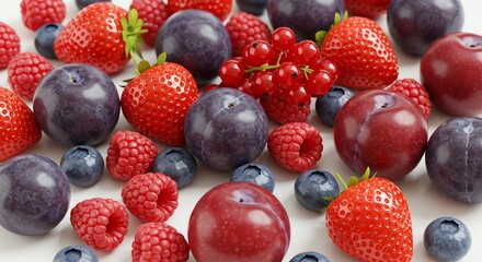 Obraz premium Assorted Fresh Berries and Plums