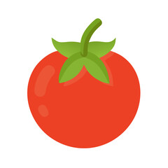 Simple, flat vector graphic of a ripe red tomato