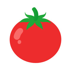 Flat illustration of a ripe red tomato on black