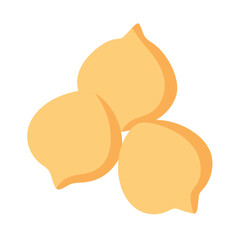 Stylized depiction of three chickpeas on a black background