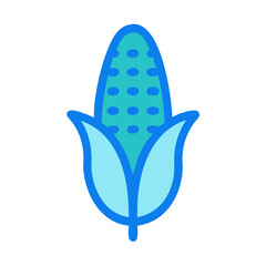 Stylized vibrant blue corn cob on black background illustration