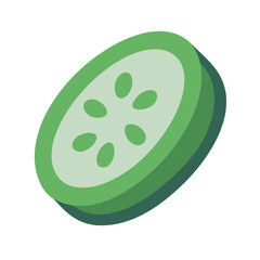 Illustration of a light green cucumber slice on black background