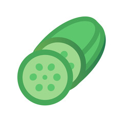 Sliced cucumber illustration with flat design on dark background