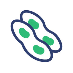 Stylized Peanut Illustration in Flat Design on Black Background