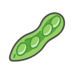 Vector Illustration of Edamame Pod with Three Beans on Black