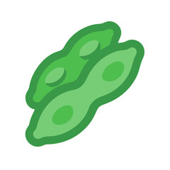 Vibrant green edamame beans graphic on black background
