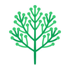 Minimalist green tree icon isolated on black background