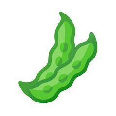 Two green edamame pods on a solid black background