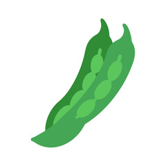 Two green pea pods against a black background