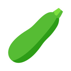 Green Zucchini isolated against black background simple flat design