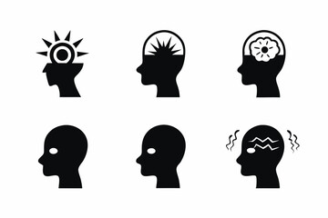 set of Headache icon silhouette vector illustration