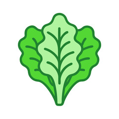 Stylized green lettuce icon on black background, fresh vegetable